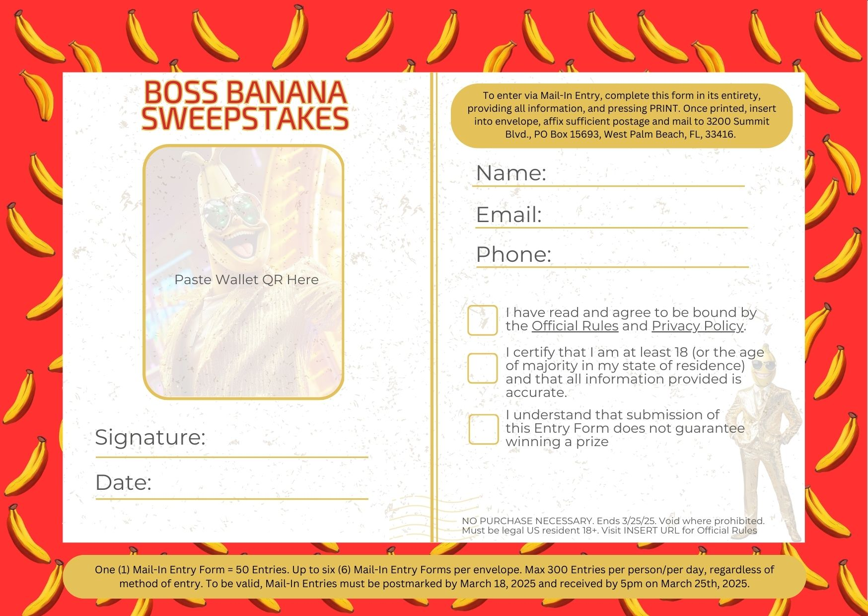 Sweepstakes Entry Form